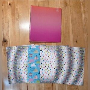 NEW Yoobi 1.5" Ombre 3-Ring Binder & 5 New Folders